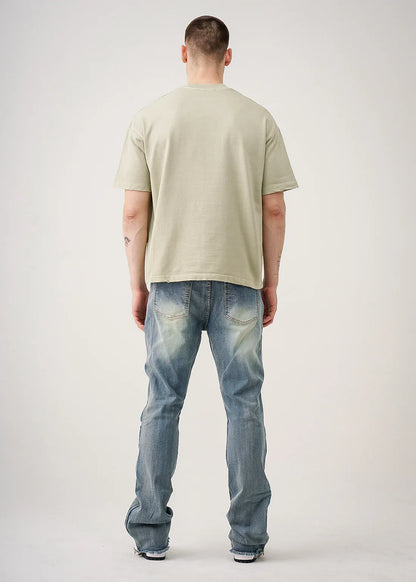 10 Ounce Oversized Garment Dye French Terry Distressed T-Shirt