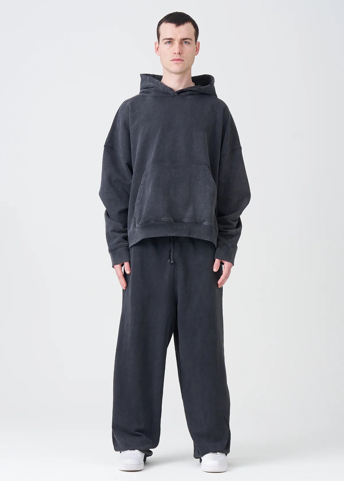 14 OZ Garment Wash French Terry Oversized Boxy Distressed Fleece Sweatsuit