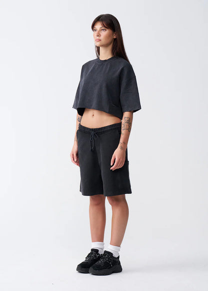 10 OZ Oversized French Terry Garment Dyed Crop Top T-shirt