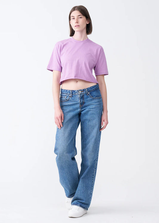 Lilac Combed Cotton Crop Top T-Shirt